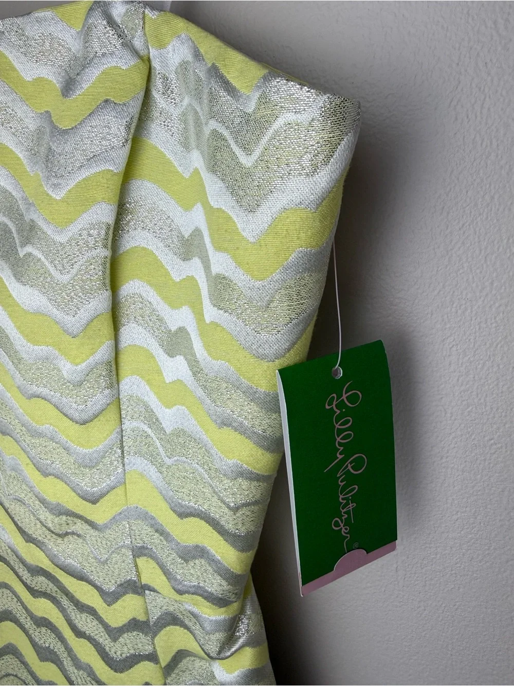 LILLY PULITZER Strapless Yellow and Silver Sherry Dress NWT - Picture 5 of 14